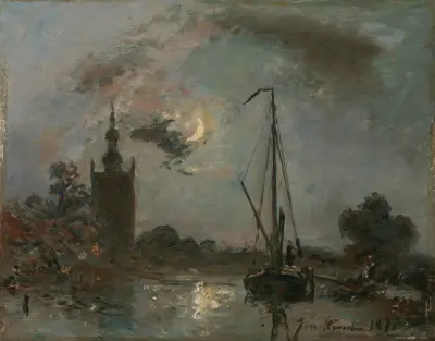 Overschie in the Moonlight av Johan Barthold Jongkind
