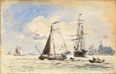 Segelbåtar i Dordrecht av Johan Barthold Jongkind