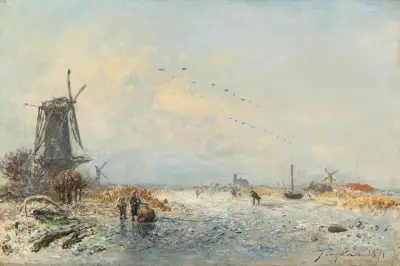 Vinterlandskap i Holland av Johan Barthold Jongkind