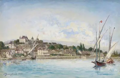 View of Lake Léman at Nyon av Johan Barthold Jongkind