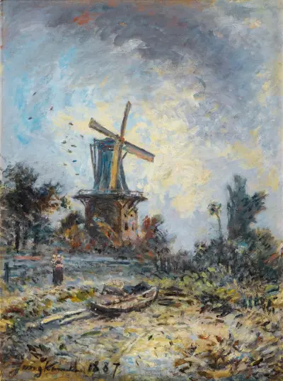 Väderkvarn i Dordrecht av Johan Barthold Jongkind