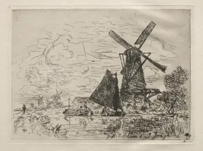 Väderkvarnar i Holland av Johan Barthold Jongkind