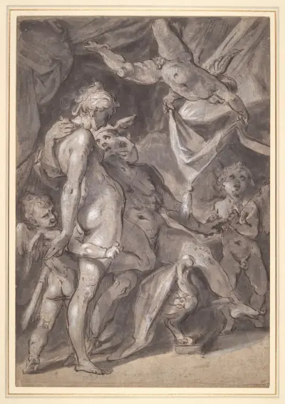 Venus and Mercury av Bartholomaeus Spranger