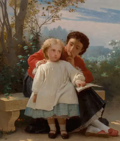 A reading lesson av Léon-Jean-Basile Perrault