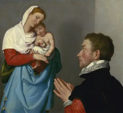 A Gentleman in Adoration before the Madonna av Giovanni Battista Moroni