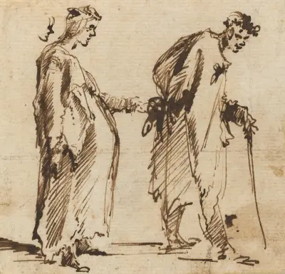 A Pregnant Young Woman and a Young Man with a Staff av Giovanni Battista Piranesi