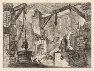 Colonnaded Interior with a Broad Stair av Giovanni Battista Piranesi