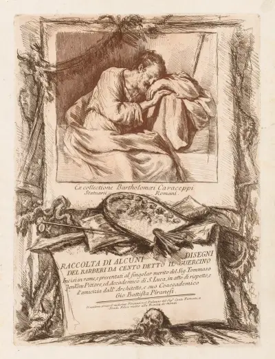 Title Page of Raccolta di alcuni disegni del Barberi da Cento Ietto il Gerucino av Giovanni Battista Piranesi