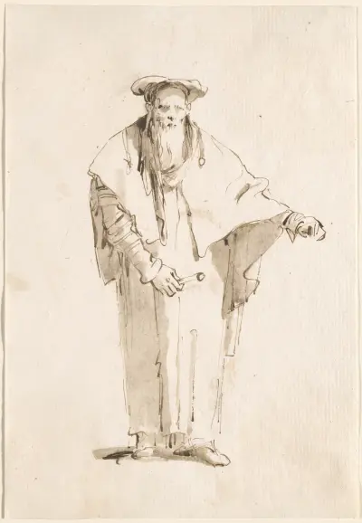 Stående orientalisk man med stav av Giovanni Battista Tiepolo