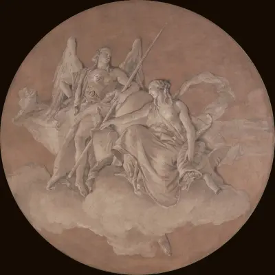 Allegoriska figurer som representerar dygd och överflöd av Giovanni Battista Tiepolo