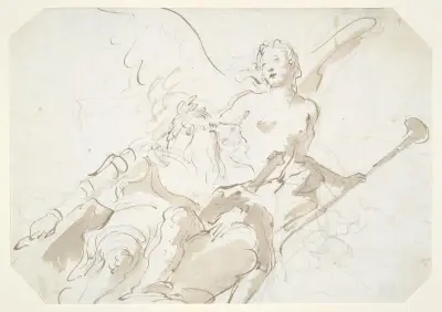 Apoteos av en åldrad krigare, för ett tak i Ca’ Rezzonico, Venedig av Giovanni Battista Tiepolo