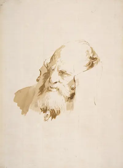 Huvud av en man med hög krage av Giovanni Battista Tiepolo