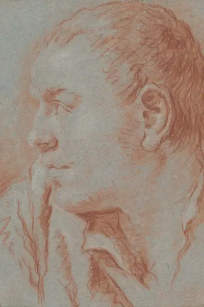 Ung mans huvud i profil av Giovanni Battista Tiepolo