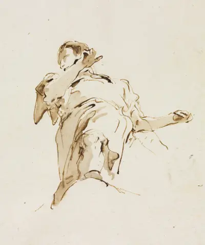Manlig(?) figur sedd underifrån av Giovanni Battista Tiepolo