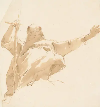 Gammal man med svärd, vänster arm utsträckt av Giovanni Battista Tiepolo
