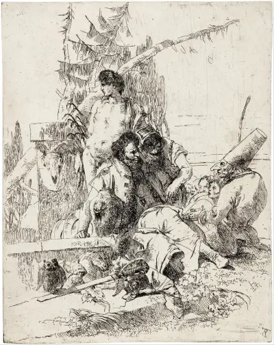 Punchinello ger råd av Giovanni Battista Tiepolo