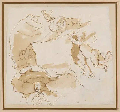 Putti som bär en fana av Giovanni Battista Tiepolo