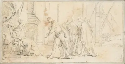 Drottningen av hamnstaden tar emot sändebud av Giovanni Battista Tiepolo