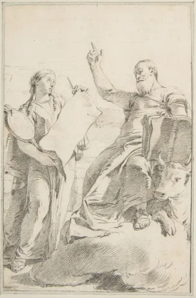 Sankt Lukas med en kvinnlig allegorisk figur av Giovanni Battista Tiepolo