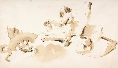 Sittande figurgrupp för Tiden av Giovanni Battista Tiepolo