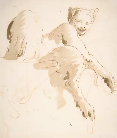 Sittande satyress av Giovanni Battista Tiepolo