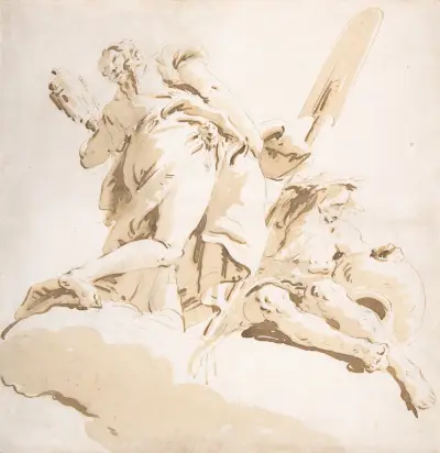 Stående figur av Prudentia och en sittande flodgud av Giovanni Battista Tiepolo