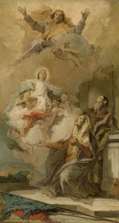 The Immaculate Conception (Joachim en Anna receiving the Virgin Mary from God the Father) av Giovanni Battista Tiepolo