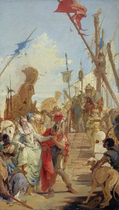 Mötet mellan Antonius och Kleopatra av Giovanni Battista Tiepolo