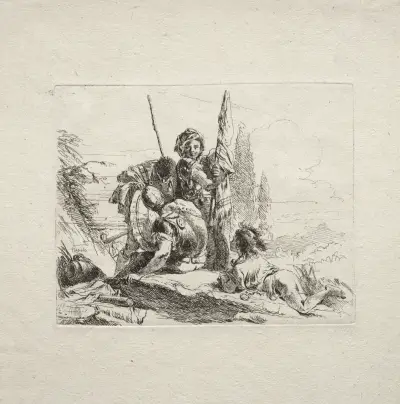 De tre soldaterna och pojken av Giovanni Battista Tiepolo