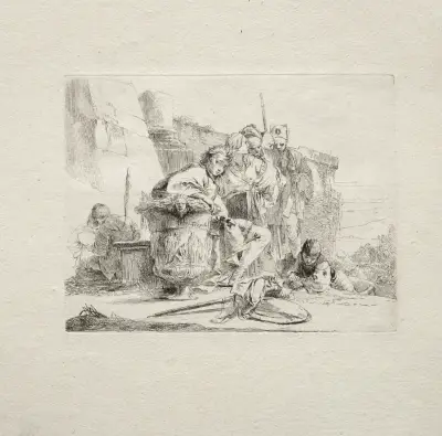 The Young Man Seated, Leaning Against an Urn av Giovanni Battista Tiepolo