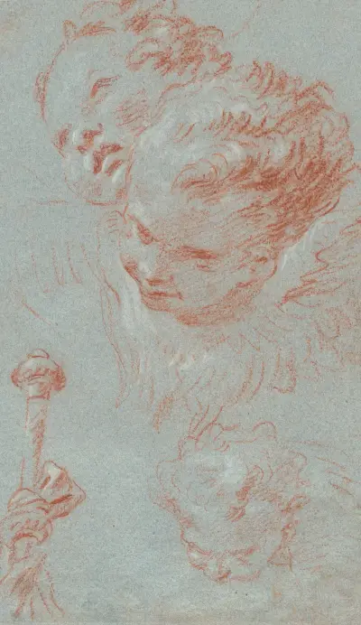 Tre keruber och en stav med band av Giovanni Battista Tiepolo