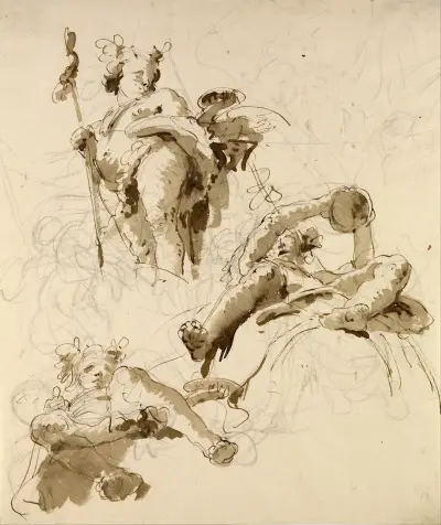 Tre studier av guden Bacchus av Giovanni Battista Tiepolo