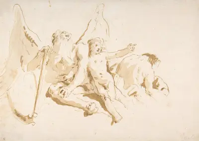 Time Seated, with Two Attendant Figures av Giovanni Battista Tiepolo