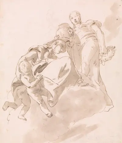 Två allegoriska figurer för ett tak av Giovanni Battista Tiepolo