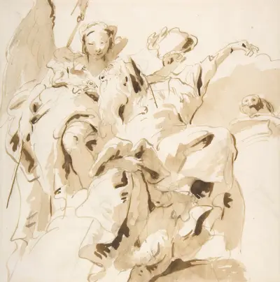 Die Tugend krönt einen bärtigen Mann von Giovanni Battista Tiepolo