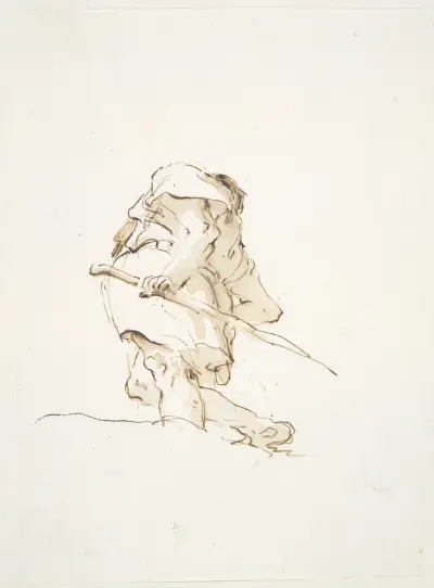 Gående mansfigur sedd underifrån av Giovanni Battista Tiepolo