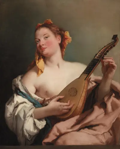 Woman with a Mandolin av Giovanni Battista Tiepolo