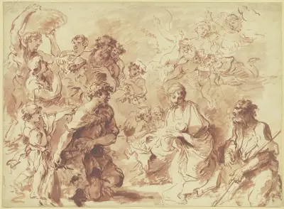 Adoration of the shepherds av Giovanni Benedetto Castiglione