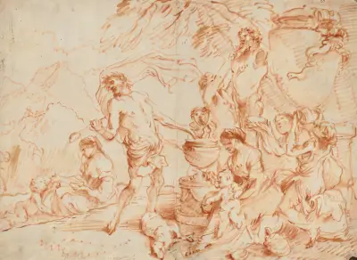 Bacchanal Before a Herm av Giovanni Benedetto Castiglione