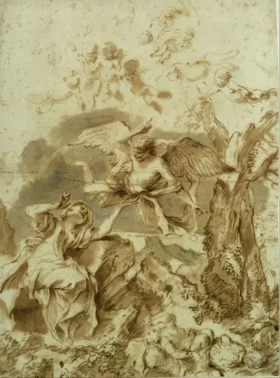 Hagar och Ismael i öknen av Giovanni Benedetto Castiglione