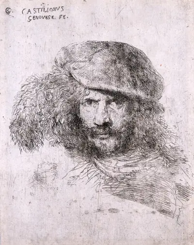 Manshuvud (möjligen ett självporträtt) av Giovanni Benedetto Castiglione