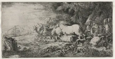 Noah und die Tiere beim Einzug in die Arche von Giovanni Benedetto Castiglione