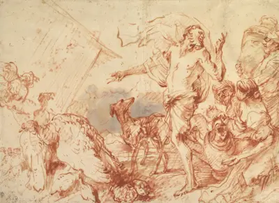 Noa går in i arken av Giovanni Benedetto Castiglione