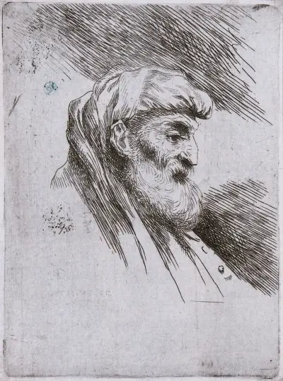 Old Bearded Man in Profile av Giovanni Benedetto Castiglione