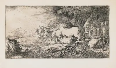 Djuren på väg mot arken av Giovanni Benedetto Castiglione