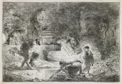Tobit Burying the Dead, 1650 av Giovanni Benedetto Castiglione