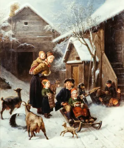 Tobogganing (Dalecarlian Scene) av Bengt Nordenberg