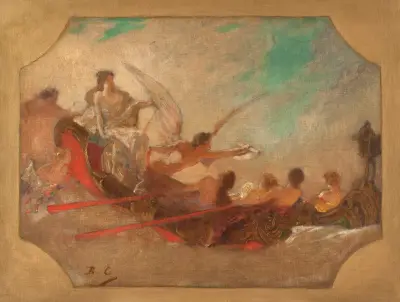 La Ville de Paris conviant le monde à ses fêtes, 1892 av Jean-Joseph-Benjamin Constant