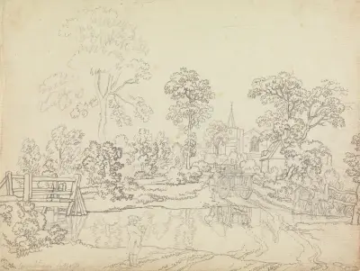 A Ford at Wrentham, Suffolk av Benjamin West