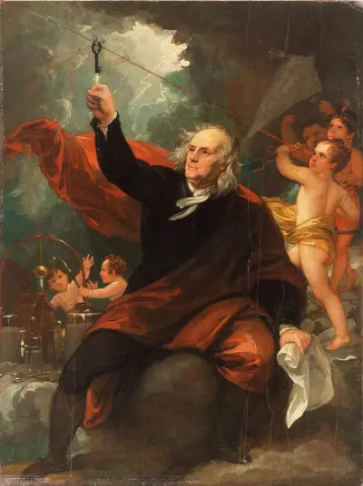Benjamin Franklin Drawing Electricity from the Sky av Benjamin West